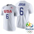 Deandre Jordan USA Dream Twelve Team #6 2016 Rio Olympics White T-Shirt