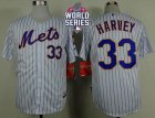 New York Mets #33 Matt Harvey White(Blue Strip) Home Cool Base W 2015 World Series Patch Stitched MLB Jersey