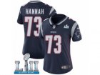 Women Nike New England Patriots #73 John Hannah Navy Blue Team Color Vapor Untouchable Limited Player Super Bowl LII NFL Jersey