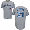 Mens Majestic Toronto Blue Jays #21 Roger Clemens Grey Flexbase Authentic Collection MLB Jersey