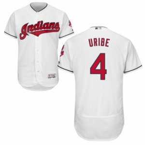Men\'s Majestic Cleveland Indians #4 Juan Uribe White Flexbase Authentic Collection MLB Jersey