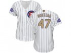 Womens Chicago Cubs #47 Miguel Montero White(Blue Strip) 2017 Gold Program Cool Base Stitched MLB Jersey