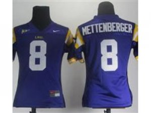 Women LSU Tigers Zach Mettenberger #8 Purple College Football Jerseys