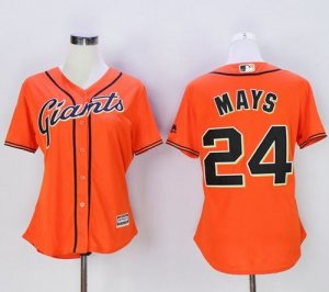 Womens San Francisco Giants #24 Willie Mays Orange Alternate Stitched Baseball Jersey