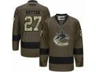 Mens Reebok Vancouver Canucks #27 Ben Hutton Authentic Green Salute to Service NHL Jersey