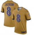 Nike Ravens #8 Lamar Jackson Gold Inverted Legend Jersey
