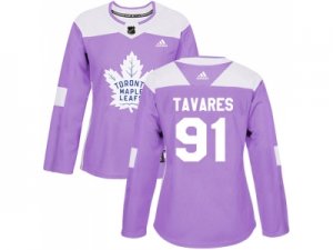 Women Adidas Toronto Maple Leafs #91 John Tavares Purple Authentic Fights Cancer Stitched NHL Jersey