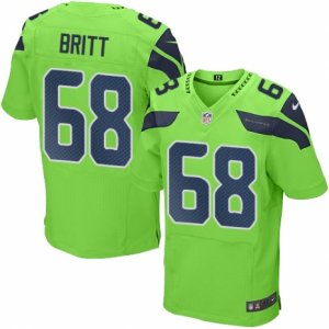 Mens Nike Seattle Seahawks #68 Justin Britt Elite Green Rush NFL Jersey