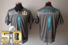 Nike Carolina Panthers #1 Cam Newton Grey Shadow Super Bowl 50 Men Stitched NFL Elite Jersey
