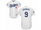 Los Angeles Dodgers #9 Yasmani Grandal Authentic White Home 2017 World Series Bound Flex Base MLB Jersey