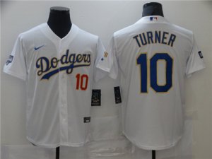 Dodgers #10 Justin Turner White Nike 2021 Gold Program Cool Base Jerseys