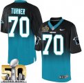 Nike Carolina Panthers #70 Trai Turner BlackBlue Super Bowl 50 Men Stitched NFL Elite Fadeaway Fashion Jersey