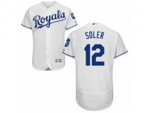 Mens Majestic Kansas City Royals #12 Jorge Soler White Flexbase Authentic Collection MLB Jersey
