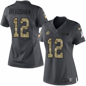 Women\'s Nike Pittsburgh Steelers #12 Terry Bradshaw Limited Black 2016 Salute to Service NFL Jersey
