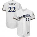 Brewers #22 Christian Yelich White 150th Patch Flexbase Jersey