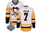 Mens Reebok Pittsburgh Penguins #7 Matt Cullen Authentic White Away 2017 Stanley Cup Final NHL Jersey