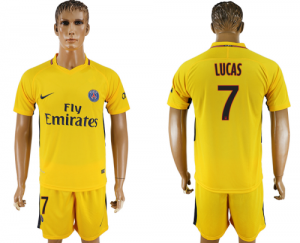 2017-18 Paris Saint-Germain 7 LUCAS Away Soccer Jersey