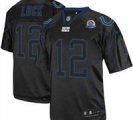 Nike Colts #12 Andrew Luck Lights Out Black With Hall of Fame 50th Patch NFL Elite Jersey