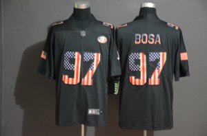 Nike 49ers #97 Nick Bosa 2019 Black Salute To Service USA Flag Fashion Limited Jersey