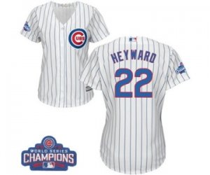 Womens Majestic Chicago Cubs #22 Jason Heyward Authentic White Home 2016 World Series Champions Cool Base MLB Jersey