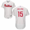 Men's Majestic Philadelphia Phillies #15 Dave Hollins White Red Strip Flexbase Authentic Collection MLB Jersey