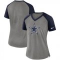 Dallas Cowboys Nike Womens Top V Neck T-Shirt Gray Navy