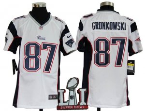 Nike Patriots #87 Rob Gronkowski White Youth 2017 Super Bowl LI Game Jersey