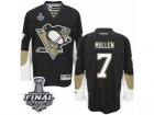 Mens Reebok Pittsburgh Penguins #7 Joe Mullen Premier Black Home 2017 Stanley Cup Final NHL Jersey