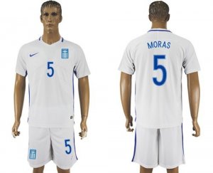 Greece #5 Moras Home Soccer Country Jersey