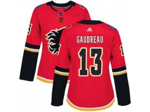 Women Adidas Calgary Flames #13 Johnny Gaudreau Red Home Authentic Stitched NHL Jersey