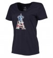 Womens Los Angeles Angels USA Flag Fashion T-Shirt Navy Blue