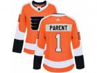 Women Adidas Philadelphia Flyers #1 Bernie Parent Orange Home Authentic Stitched NHL Jersey