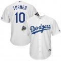 Dodgers #10 Justin Turner White 2018 World Series Cool Base Player Jersey