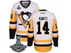 Mens Reebok Pittsburgh Penguins #14 Chris Kunitz Premier White Away 2017 Stanley Cup Champions NHL Jersey