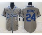 Men's Los Angeles Dodgers #24 Kobe Bryant Grey Cool Base Stitched Baseball Jersey