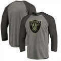 Oakland Raiders NFL Pro Line by Fanatics Branded Black Gray Tri Blend 34-Sleeve T-Shirt