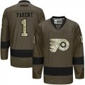 Philadelphia Flyers #1 Bernie Parent Green Salute to Service Stitched NHL Jersey