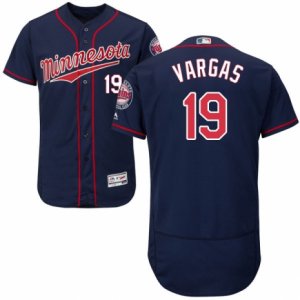Men\'s Majestic Minnesota Twins #19 Kennys Vargas Navy Blue Flexbase Authentic Collection MLB Jersey
