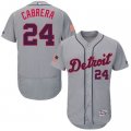 Mens Detroit Tigers #24 Miguel Cabrera Grey Stitched 2016 Fashion Stars & Stripes Flex Base Baseball Jersey