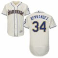 Mens Majestic Seattle Mariners #34 Felix Hernandez Cream Flexbase Authentic Collection MLB Jersey