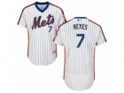 Mens Majestic New York Mets #7 Jose Reyes White Royal Flexbase Authentic Collection MLB Jersey