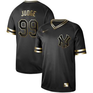 Yankees #99 Aaron Judge Black Gold Nike Cooperstown Collection Legend V Neck Jersey