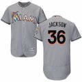 Mens Majestic Miami Marlins #36 Edwin Jackson Grey Flexbase Authentic Collection MLB Jersey