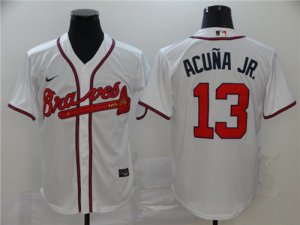 Braves #13 Ronald Acuna Jr. White 2020 Nike Cool Base Jersey