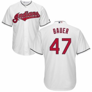 Men\'s Majestic Cleveland Indians #47 Trevor Bauer Authentic White Home Cool Base MLB Jersey