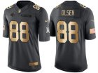 Nike Carolina Panthers #88 Greg Olsen Anthracite 2016 Christmas Gold Mens NFL Limited Salute to Service Jersey