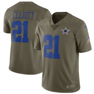 Nike Cowboys #21 Ezekiel Elliott Olive Salute To Service Limited Jersey