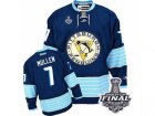 Mens Reebok Pittsburgh Penguins #7 Joe Mullen Premier Navy Blue Third Vintage 2017 Stanley Cup Final NHL Jersey
