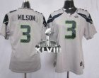 Nike Seattle Seahawks #3 Russell Wilson Grey Alternate Super Bowl XLVIII Women NFL Jersey