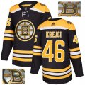 Bruins #46 David Krejci Black With Special Glittery Logo Adidas Jersey